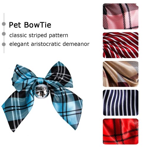 

Pet Bow Tie Pet Neck Tie Adjustable Dog Bowtie Collar w/ Metal Bell 8"-16" Neckties for Dogs Cats