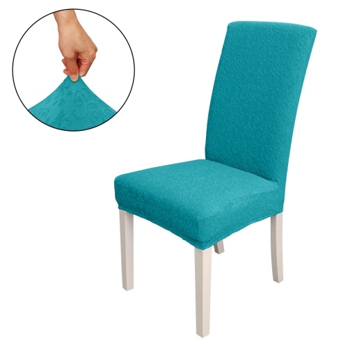 Dining Chair Slipcover, High Stretch Removable Chair Cover Washable Chair Seat Protector Cover, Jacquard Pattern, Chair Cover Slipcover for Home Party Hotel Wedding Ceremony, Peacock blue