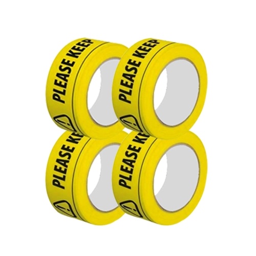 

4PCS Cordon Tape Caution Please Wait on This Line Keep 6ft Distance Bright Yellow with a Bold Black Print for High Visibility Wide for Maximum Readability