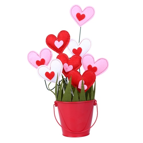 DIY Manual Cotton Stuffing Small Loving Heart Flowerpot Decoration Valentine's Day Mother's Day Gift Imitation Flower Arrangement