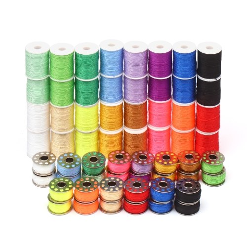 60 PCS Sewing Thread Set 32 Thread Spools & 28 Metal Bobbins Multicolor Polyester Sewing Threads Accessories