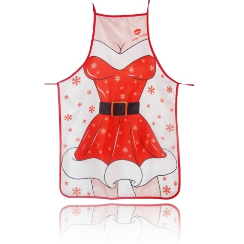 Christmas Kitchen Apron Cute Santa Claus Elf Pattern Apron