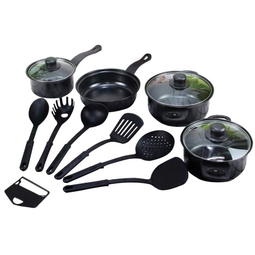 

13PCS Cookware Set Frying Pan Saucepan Milk Pot with Lid Kitchen Pots and Pans Shovel Spoon Set Non-stick Egg Pan for Cooking Soup Noodles