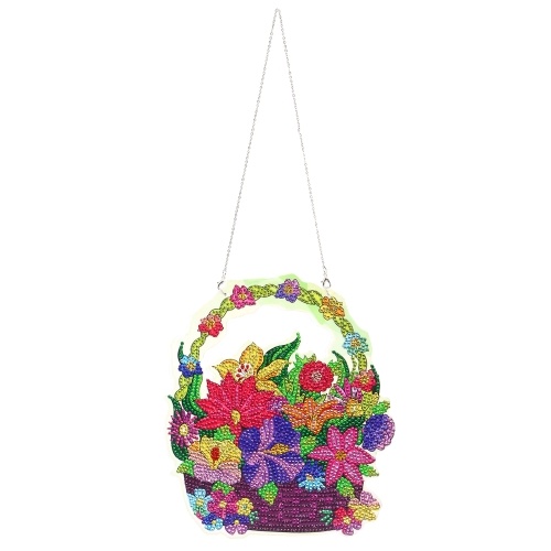 DIY Diamond Painting Flower Basket with Long Chain Drill Diamond Embroidery Kit DIY Wall Door Hanging Decoration