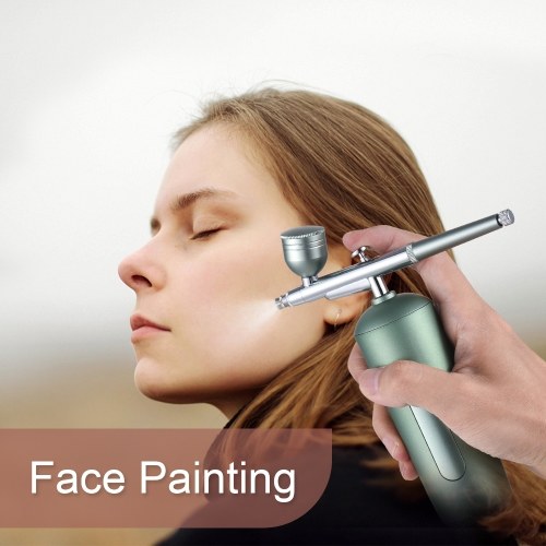 Portable Airbrush with Compressor Handheld Cordless Air Brush Pen Dual-Action 2-level Adjustable Pressure Built-in Battery for Painting Model Coloring Nail Art Makeup Cake Decorating 