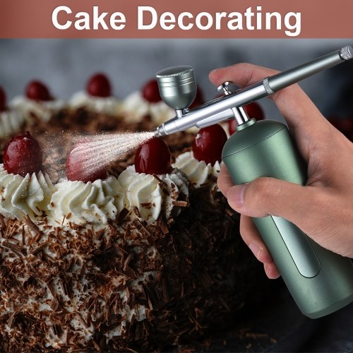Portable Airbrush with Compressor Handheld Cordless Air Brush Pen Dual-Action 2-level Adjustable Pressure Built-in Battery for Painting Model Coloring Nail Art Makeup Cake Decorating 