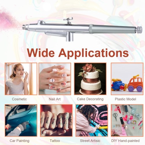 Portable Airbrush with Compressor Handheld Cordless Air Brush Pen Dual-Action 2-level Adjustable Pressure Built-in Battery for Painting Model Coloring Nail Art Makeup Cake Decorating 