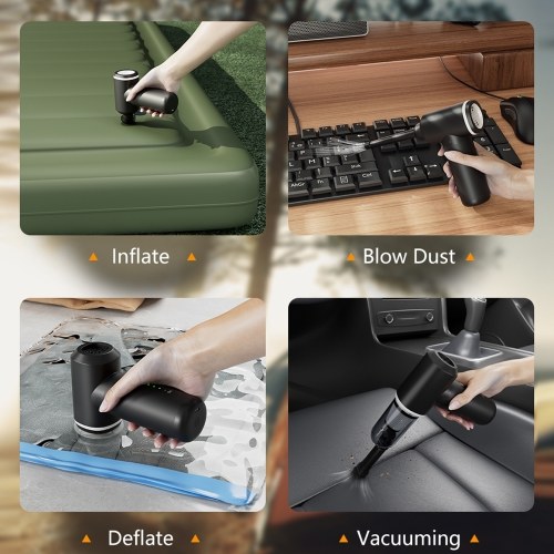 Portable Air Pump Mini Cordless Electric Air Pump Handheld Vacuum Cleaner Built-in 6000mAh Battery for Pool Floats Air Mattress Swimming Ring Vacuum Storage Bag 