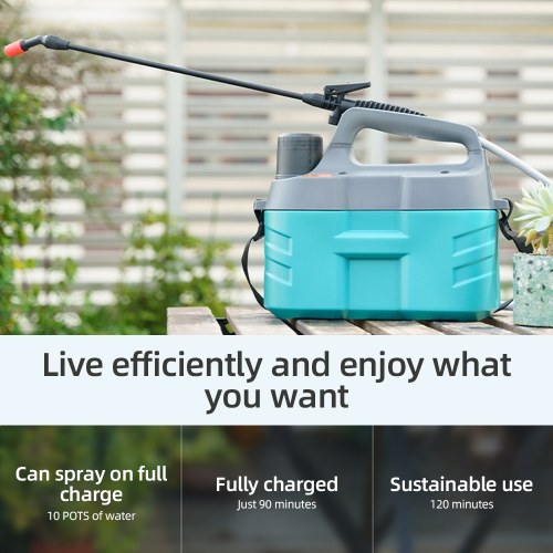 Electric Garden Sprayer 2 Gallon with 2-pattern Nozzle, Built-in 2600mAh Rechargeable Battery, Pump Sprayer with Adjustable Shoulder Strap Auto Spray Lock for Lawn, Yard, Cleaning 