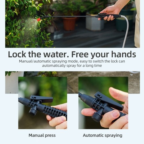 Electric Garden Sprayer 2 Gallon with 2-pattern Nozzle, Built-in 2600mAh Rechargeable Battery, Pump Sprayer with Adjustable Shoulder Strap Auto Spray Lock for Lawn, Yard, Cleaning 