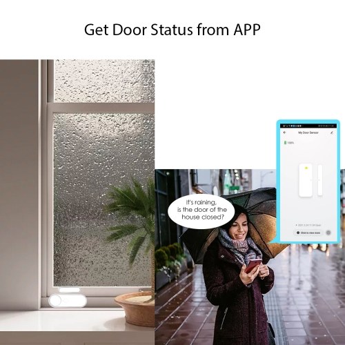 4 Pack Mini Door Window Alarm Home Security TY APP 2.4G WIFI Wireless Magnetic Sensor Anti-Theft Alarm Sound Easy Installation for Home Garage Apartment Door Alarm Security System Low Voltage Alarm 