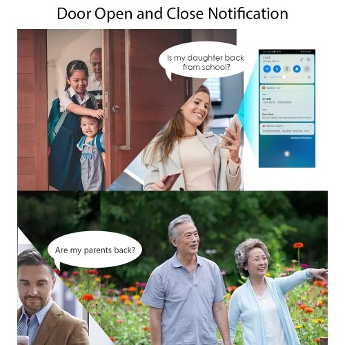 4 Pack Mini Door Window Alarm Home Security TY APP 2.4G WIFI Wireless Magnetic Sensor Anti-Theft Alarm Sound Easy Installation for Home Garage Apartment Door Alarm Security System Low Voltage Alarm 