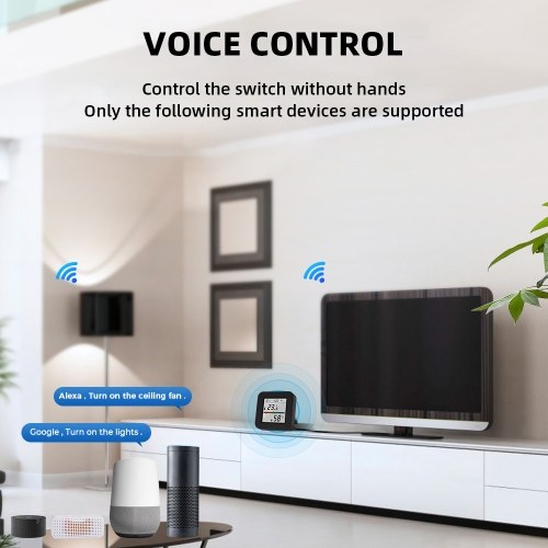 3 In 1 IR Remote Control with Smart Temperature Humidity Monitor LCD Screen WiFi BT Dual Mode Universal Remote Control TY APP Timing Voice Control for Home Office Garage Temperature Humidity Sensor 