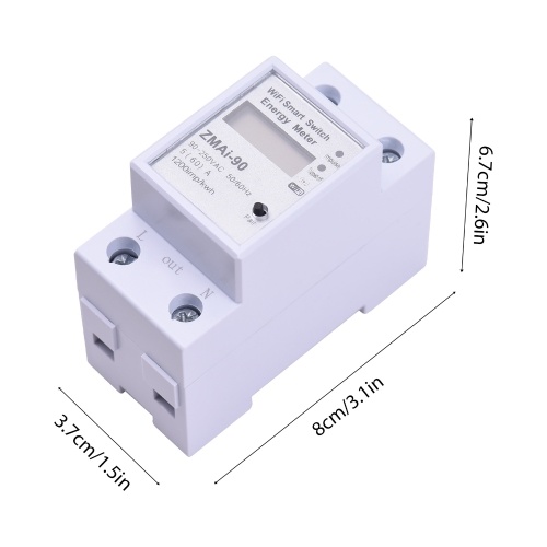 WiFi Intelligent Energy Meter Support TY APP Control Single-Phase Din Rail Smart Electricity Meter Power Consumption Kwh Meter Wattmeter LCD Display Voice Control Metering Switch Functions 