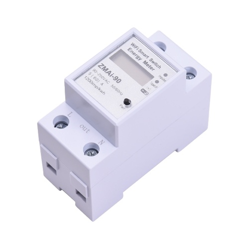 WiFi Intelligent Energy Meter Support TY APP Control Single-Phase Din Rail Smart Electricity Meter Power Consumption Kwh Meter Wattmeter LCD Display Voice Control Metering Switch Functions 