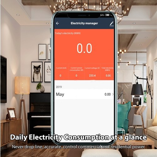 WiFi Intelligent Energy Meter Support TY APP Control Single-Phase Din Rail Smart Electricity Meter Power Consumption Kwh Meter Wattmeter LCD Display Voice Control Metering Switch Functions 
