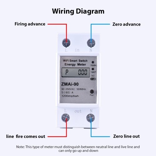WiFi Intelligent Energy Meter Support TY APP Control Single-Phase Din Rail Smart Electricity Meter Power Consumption Kwh Meter Wattmeter LCD Display Voice Control Metering Switch Functions 