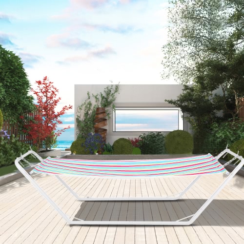 IKayaa 2.22 * 0.8M Terrasse extérieure patio jardin hamac avec support