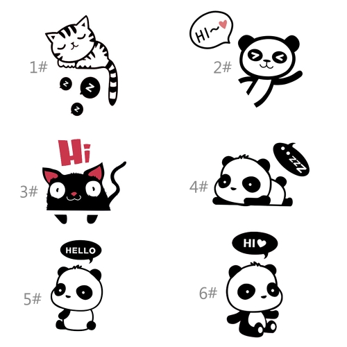 

Removable Light Switch Decal Cat Panda Cute Animals Sticker Bedroom Living Room Home Decor Cartoon Figure PVC Water-resistant Sticker