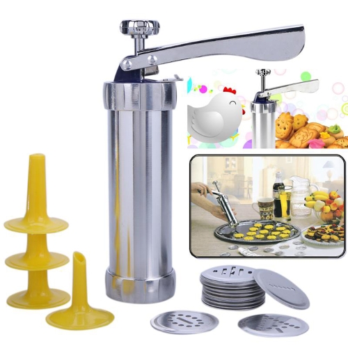 

25Pcs Aluminium Alloy Press Machine Biscuit Making Pump Multi Pattern Cookie Biscuits Maker Cookies Mold Extruder Kitchen Cake Decorating 20 Moulds+ 4 Nozzles