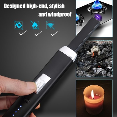 

USB Rechargeable Electronic Hit Fire Machine Windproof Flameless Pulsed Arc Metal Smoking Cigarette Lighters with Power display in Kitchen Outdoors
