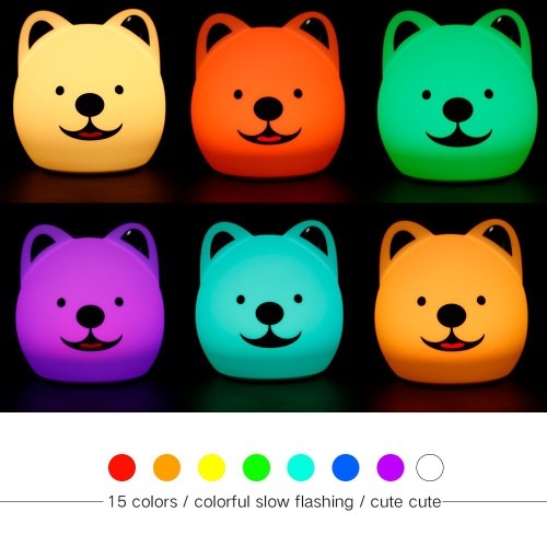 

Colorful Silica Gel Bedroom Romantic Atmosphere Lamp Remote Control Desk Light LED Little Dog Sleeping Lights