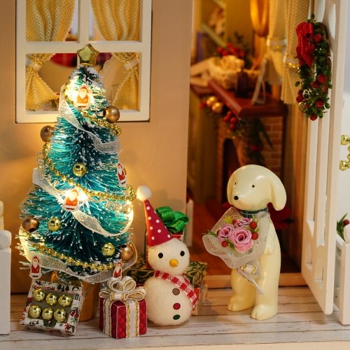 

DIY Christmas Miniature Dollhouse Kit Realistic Mini 3D Wooden House Room Craft