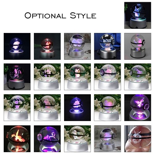 

3D Crystal Pokemon Elf Ball Night Light Home Desk Table Decor Balls