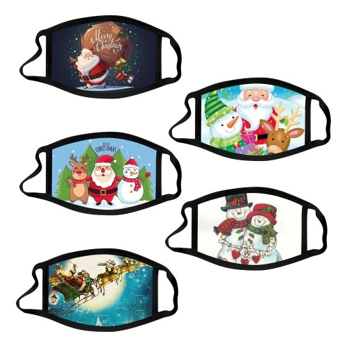

5PCS Christmas Mask for Kids Christmas Printed Face Masks