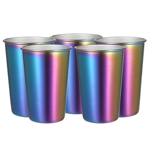 5 Pack 500ML Rainbow Stainless Steel Cup