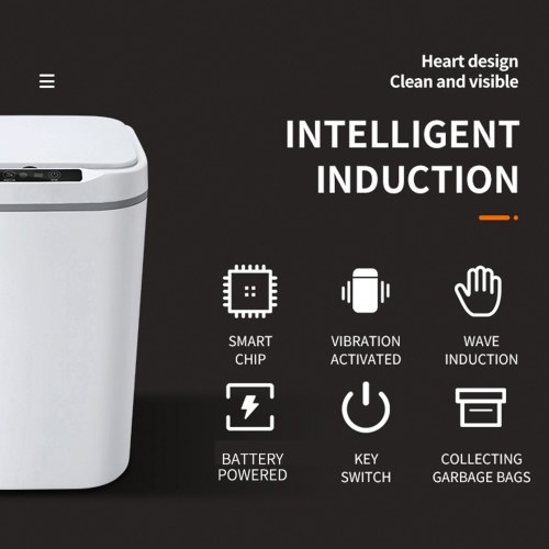15L Touch-free Smart Knock Induction Trash Bin Infrared Motion Sensor Garbage Can 