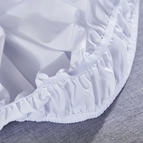 

Bed Skirt Adjustable Elastic Belt Ruffles Dustproof Wrinkle-Free Bed Frame Cover Solid Color Bedding