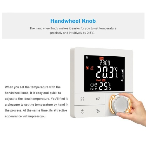 Smart Fan Coil for 4 Pipe System Thermostat WIFI/485 Modbus with Application & Voice Control 2.8 Inch LCD Display Intelligent Programmable Thermostat
