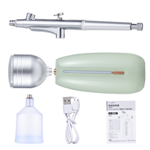 Portable Airbrush with Compressor Handheld Cordless Air Brush Pen Dual-Action 2-level Adjustable Pressure Built-in Battery for Painting Model Coloring Nail Art Makeup Cake Decorating