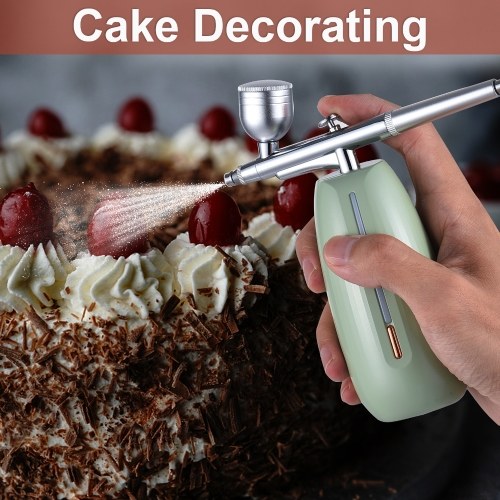 Portable Airbrush with Compressor Handheld Cordless Air Brush Pen Dual-Action 2-level Adjustable Pressure Built-in Battery for Painting Model Coloring Nail Art Makeup Cake Decorating