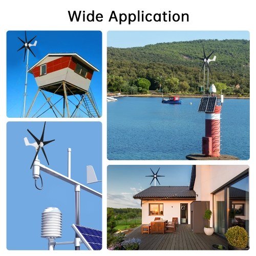 

Wind Turbine Generator Kit 400W 12V with 5/6 Blades Hybrid Charge Controller 2.0m/s Start Wind Speed Wind Power Generator for Outposts Meteorological Communication Base Stations Highways
