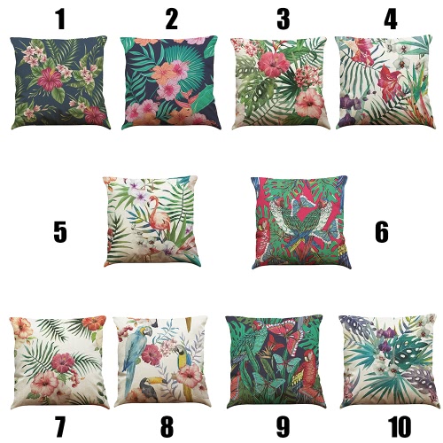 

Fashionable Elegant Colorful High-quality African Tropical Plants Leaves Flowers Linen Printed Square Throw Pillow Covers Pillowcases Cushion Decorative for Rome Office Car Seat