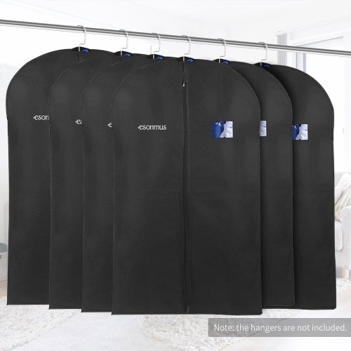 Esonmus Black 100 * 60cm ropa no tejida colgando bolsas de ropa a prueba de polvo a prueba de humedad a prueba de polillas cubiertas del traje con ventana de PVC para el viaje del armario - paquete de 4