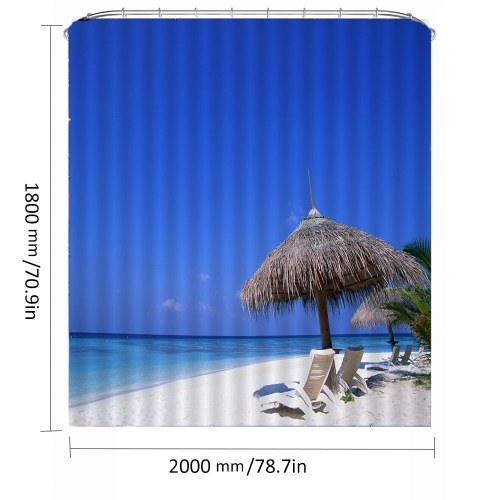 

Simulation 3D Seaview Natural Scenery Waterproof Shower Curtain Drapes of Bathroom Toilet with Hooks