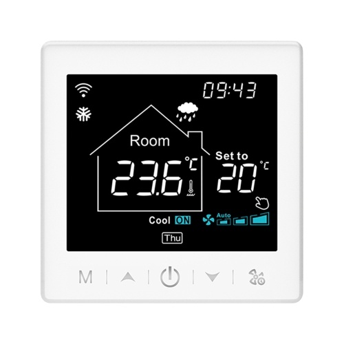 

Floor Heating & Fan Coil for 2 Pipe System Thermostat WIFI/485 Modbus with Application & Voice Control 3.5 Inch LCD Display Intelligent Programmable Thermostat Child Lock