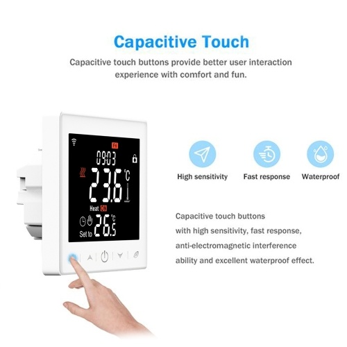 Floor Heating & Fan Coil for 2 Pipe System Thermostat WIFI/485 Modbus with Application & Voice Control 3.5 Inch LCD Display Intelligent Programmable Thermostat Child Lock Weather Forecast 