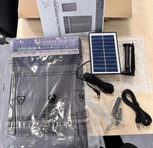 Automatic Chicken Coop Door Solar Powered 4 Modes Aluminum Alloy Steel Coop Door Opener with Remote Control / Timer / Light Sensor / Manual Mode LCD Screen Weatherproof Anti-Pinch Automatic Chicken Door 