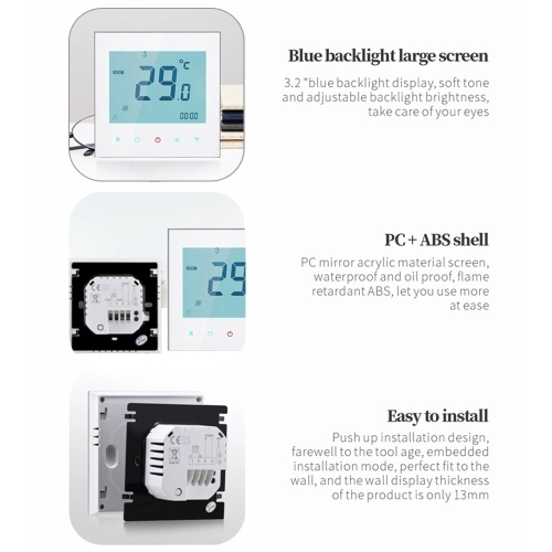 3A 110-230V Weekly Programmable LCD Display Touch Screen Water Heating Thermostat Room Temperature Controller 