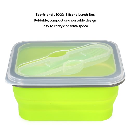 Anself 2017 New Silicone Portable Collapsible Lunch Box Meal Box with Cover Retractable Picnic Lunchbox Microwave Box 600ml Eco-Fr