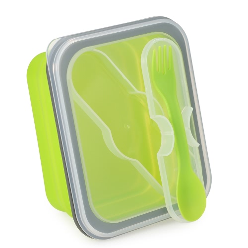 Anself 2017 neues Silikon-bewegliche zusammenklappbare Lunchbox Mahlzeit Box mit Deckel Retractable Picknick Lunchbox Mikrowelle Box 600ml Umweltfreundliche faltbare Nahrungsmittelbehälter Obst Schüssel