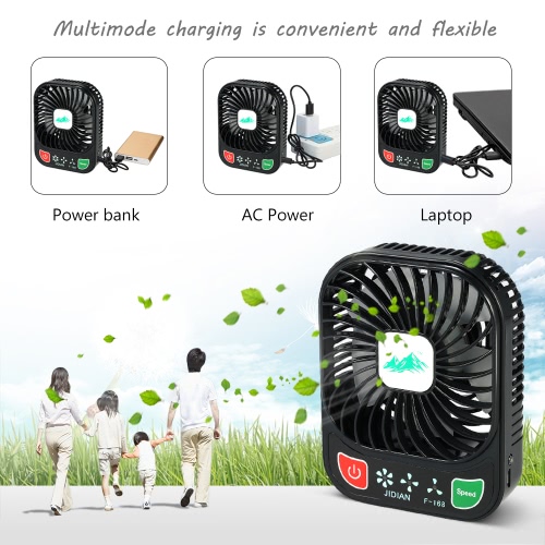 

Handy Brushless Mini Fan USB Rechargeable 3 Controllable Speed and LED Light Desk Fan