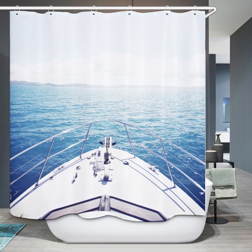 72 * 72 '' Imprimé Effet 3D Rideau de salle de bain décoratif en polyester imperméable à l'eau imperméable à l'eau avec crochets 12pcs