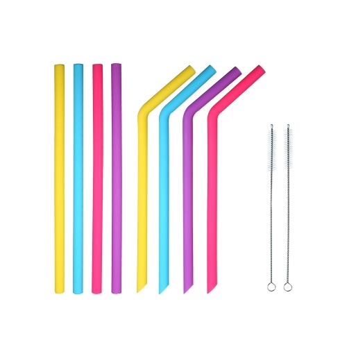 

Esonmus 8pcs/set Colorful Silicone Straws 9.8" Reusable Straw