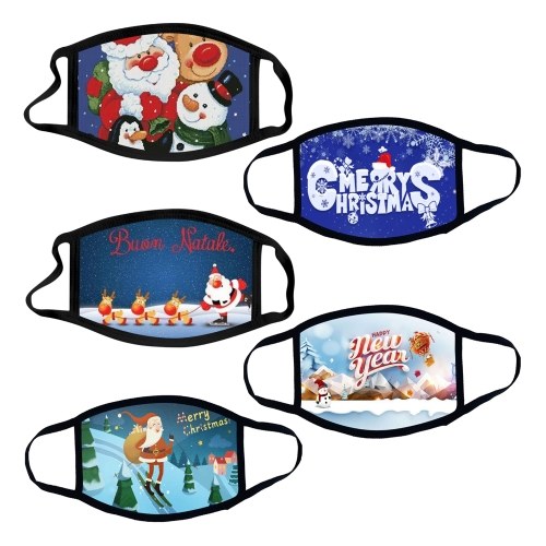 

5PCS Christmas Mask for Kids Christmas Printed Face Masks