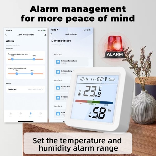 WiFi Thermometer Hygrometer TY App Smart Thermometer for Home LCD Backlight with Detachable Stand Digital Temperature Humidity Sensor Real-time Monitoring Recordin for Bedroom Greenhouse Garage 